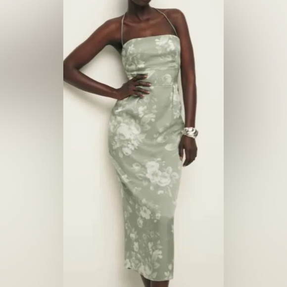 NEW Reformation Satin Midi Dress in Vendela Green|. I’m 5’4’’. Wore at home only - Picture 3 of 4